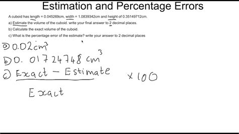 Microsoft excel offers an easy way to calculate percentages fast. Estimation and Percentage Error - YouTube