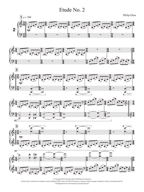 Etude No 2 Sheet Music Philip Glass Piano Solo