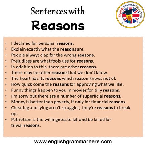 Sentences With Reasons Reasons In A Sentence In English Sentences For