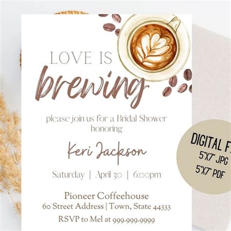 Love Is Brewing Bridal Shower Invitation Coffee Tea Invite Etsy