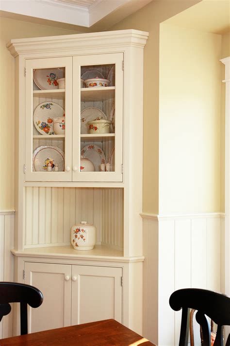 Traditional White Corner Hutch Traditional Dining Room Cleveland