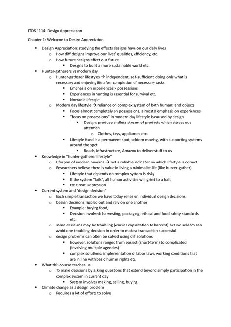 ITDS 1114 Chapter 1 Notes - ITDS 1114: Design Appreciation Chapter 1
