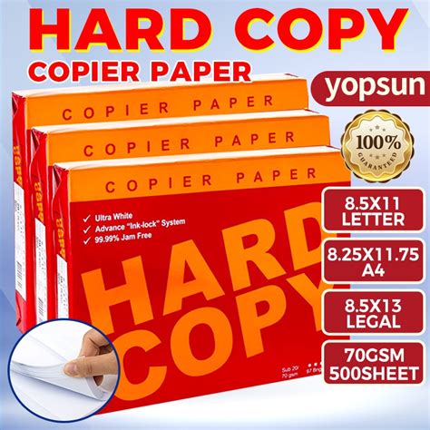 Hard Copy Bond Paper Short A4 Long 70gsm Substances20 Shopee Philippines