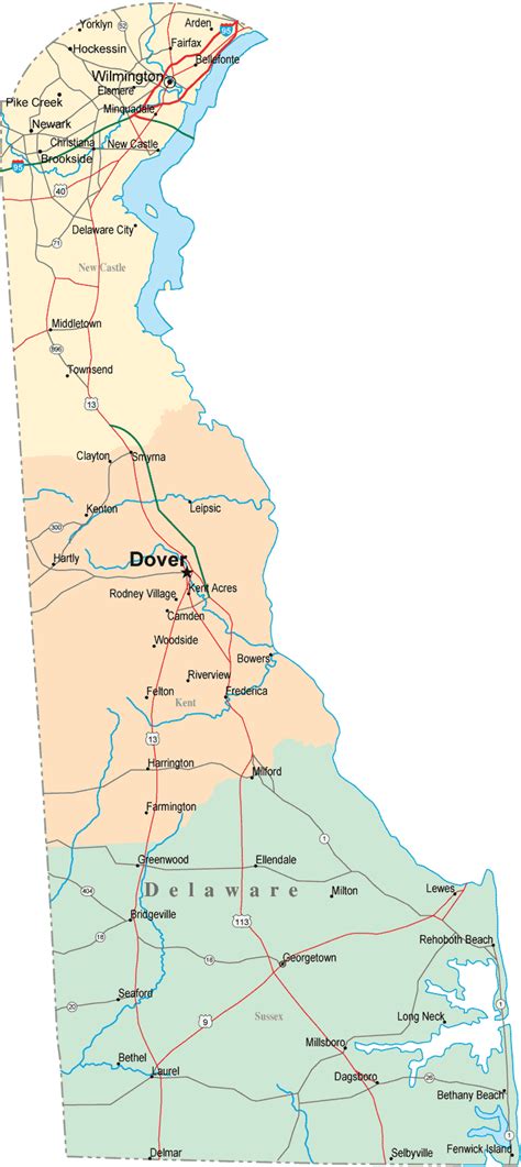 Delaware Road Map De Road Map Delaware Highway Map
