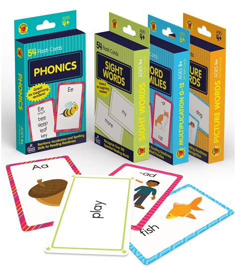Carson Dellosa 4 Pack Reading Flash Cards For Kids Ages 4 8 Phonics