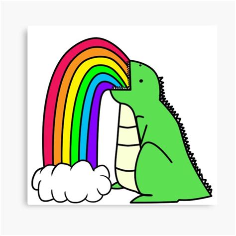 Rainbow Dinosaur Canvas Print For Sale By Crazymonkeyts Redbubble