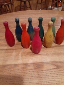 Vintage Multi Colored Toy Wooden Bowling Pins Ebay
