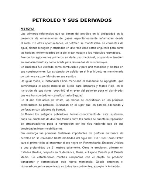 Petroleo Y Sus Derivados Monografia Pdf Polímeros Petróleo