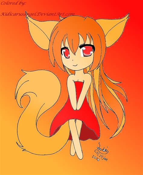 Chibi Fox Girl Colored By Kidicarusangel On Deviantart