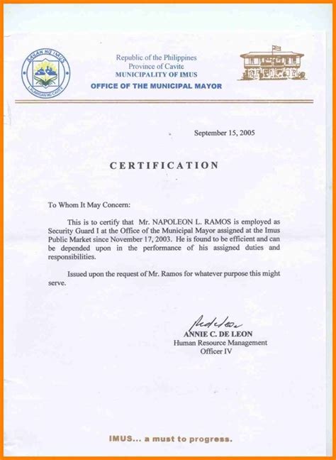 A job application letter is used to identify and select suitable candidates for a particular position. Sample Certification Letter Philippines Certificate ...