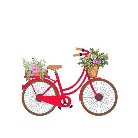 Vintage Bicycle Illustration Flower Basket