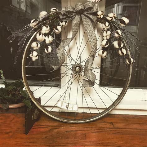 Beautiful Bicycle Wreath Bicycle Decor Wheel Crafts Upcycle Decor
