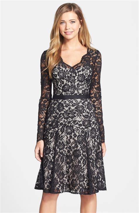 Maggy London Long Sleeve Lace Fit And Flare Dress Nordstrom