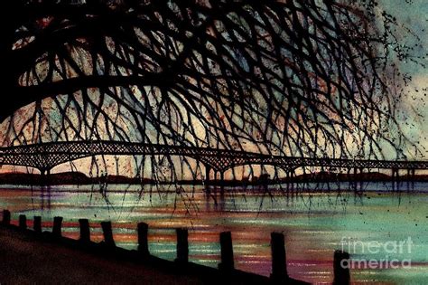 Newburgh Beacon Bridge Evening Sky Custom Cropped Painting By