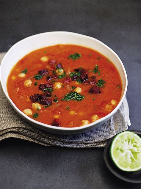 Chickpea And Tomato Soup With Chorizo Recipe Delicious Magazine