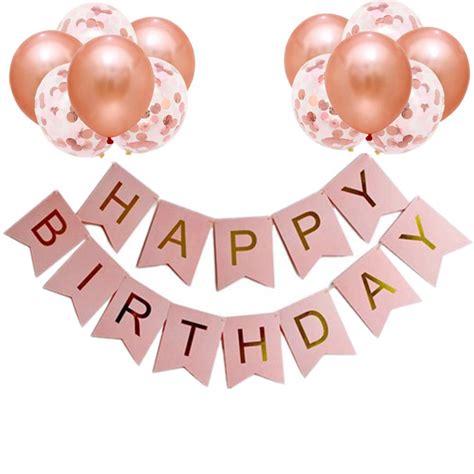 Buy Happy Birthday Banners Rose Gold Birthday Banner Bunting 12pcs 12” Latex Balloons Girls