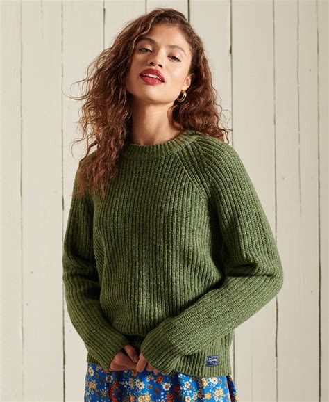 Superdry Tweed Ribbed Crew Neck Jumper Womens Womens Jumpers