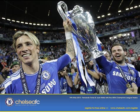 Fernando Torres And Juan Mata With The Uefa Champions League Champions League Winners Hd