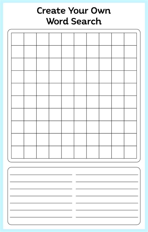 Printable Blank Word Search Puzzle Grid Templates Printable Free Free