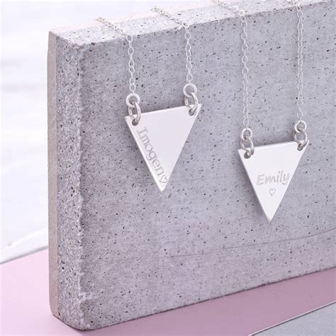 Personalised Sterling Silver Triangle Necklace By Hurleyburley