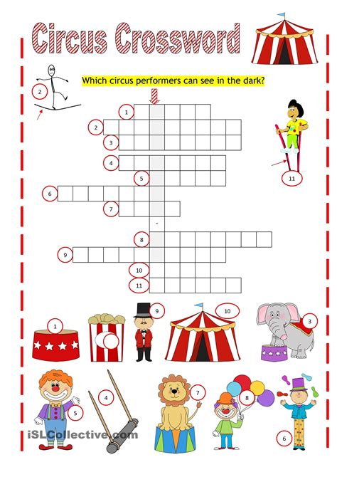 Circus Crossword Circus Activities Activity Sheets For Kids Activities