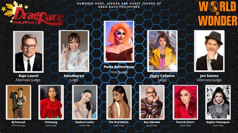 philippine drag updates on twitter presenting the updated list of rumored host judges and