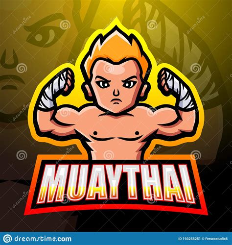 Muaythai Mascot Esport Logo Design Vector Illustration Cartoondealer