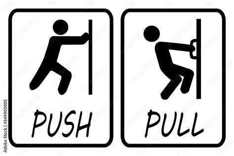 Push Pull Door Sign Stock Vector Adobe Stock