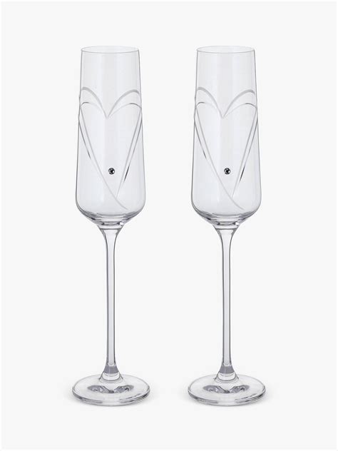 Dartington Crystal Romance Hearts Champagne Flutes Set Of 2 150ml Clear At John Lewis And Partners