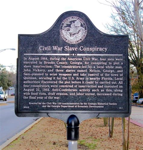 Civil War Slave Conspiracy War Memorial Marker National War Memorial Registry