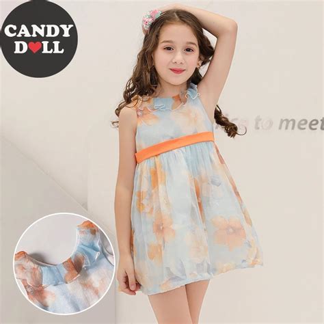 Candydoll Summer Girls Dress Sleeveless Classic Striped Stitching Two