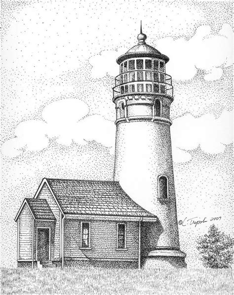 Lighthouse Drawing Cape Blanco Lighthouse By Lawrence Tripoli