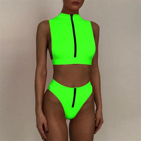 Sagace Summer Swimwear Women Fluorescent Color Sexy Bathing Suit Brazilian Beach Women Two Piece