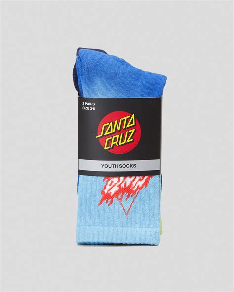 Shop Santa Cruz Boys Flamed Not A Dot Socks 2 Pack In Blue Tie Dye
