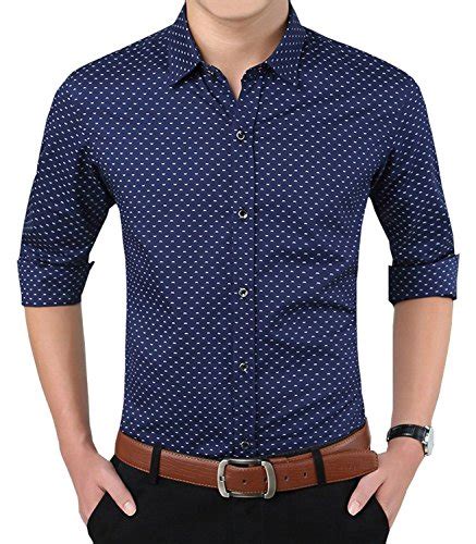 Ytd Mens 100 Cotton Casual Slim Fit Long Sleeve Button Down Printed