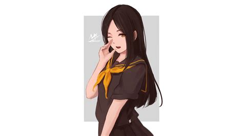 Anime Anime Girls School Uniform Original Characters Crying