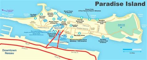 Paradise Island Hotels And Beaches Map Paradise Island Bahamas Map
