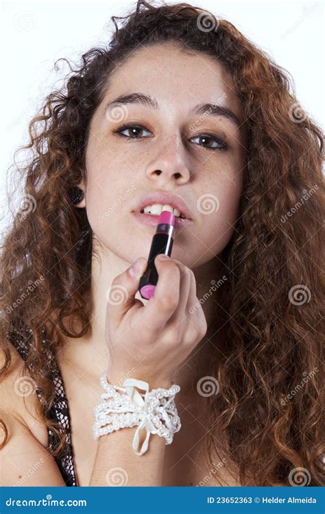Woman Applying Lipstick Stock Image Image Of Femininity 23652363
