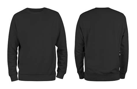 Mens Black Blank Sweatshirt Templatefrom Two Sides Natural Shape On