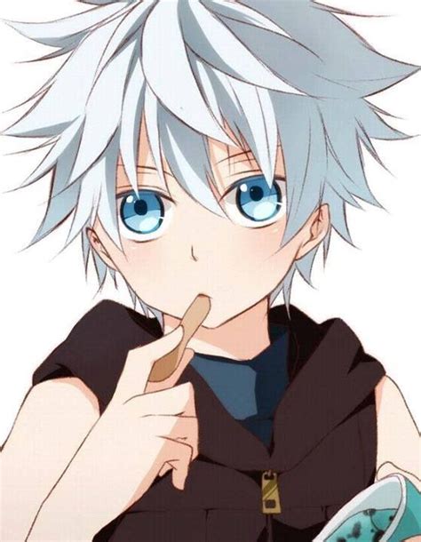 Handsome Anime Boy White Hair Blue Eyes