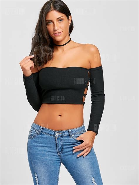 Lace Up Backless Long Sleeve Crop Top Free Shipping Crop