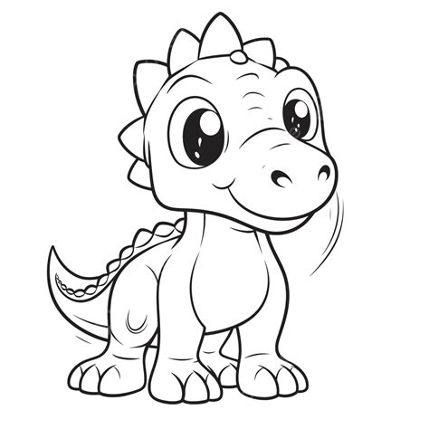 Dessin De Mignon Bébé Dinosaure Coloriages Contour Croquis Vecteur PNG