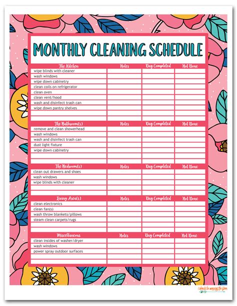 Printable Monthly Cleaning Schedule Ubicaciondepersonas Cdmx Gob Mx
