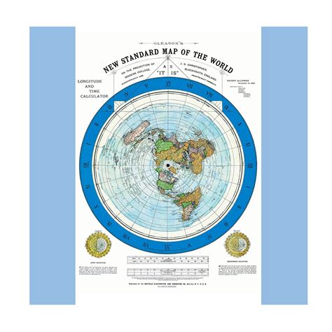 1892 Flat Earth Map Alexander Gleasons New Standard Map Etsy Earth