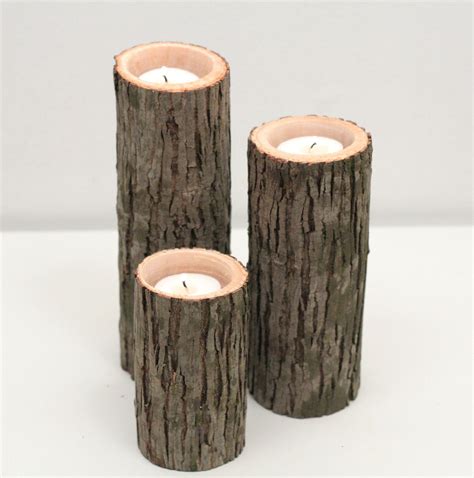 Tree Branch Candle Holders I Rustic Wood Candle Holders Tree Bark