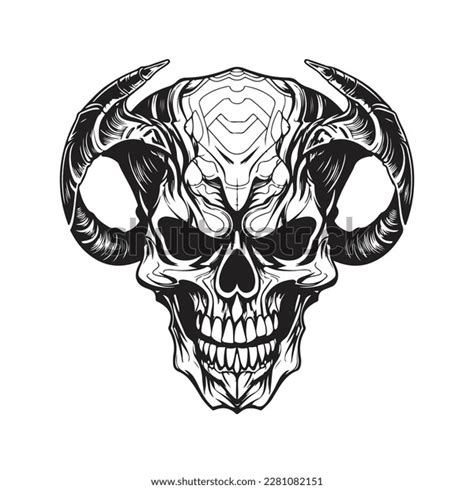 Demon Skull Vector Concept Digital Art Stock Vector Royalty Free