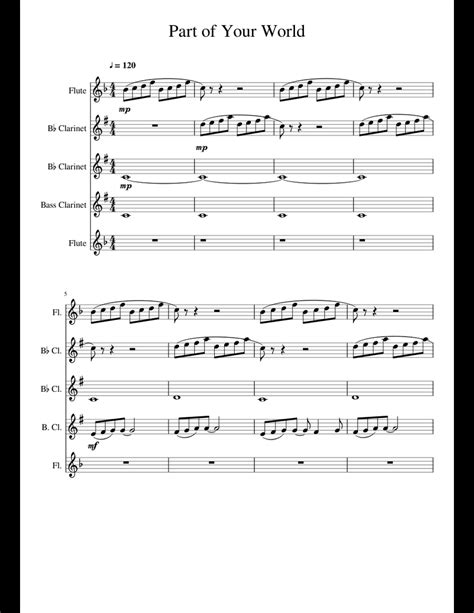 Part Of Your World Sheet Music For Flute Clarinet Download Free In Pdf