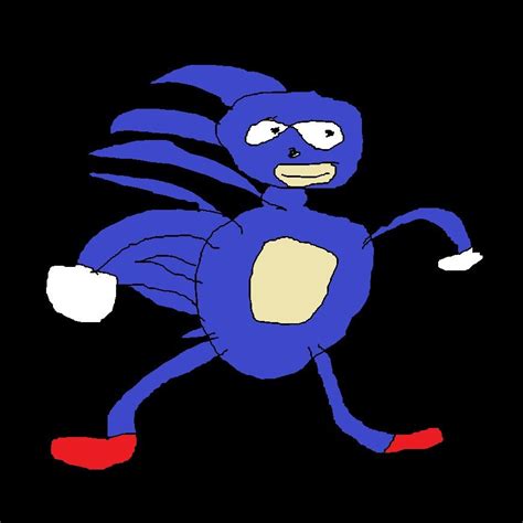 A Blue Cartoon Character With Red Shoes And An Angry Look On His Face