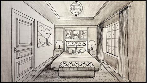 Drawing A Bedroom In One Point Perspective Timelapse One Point