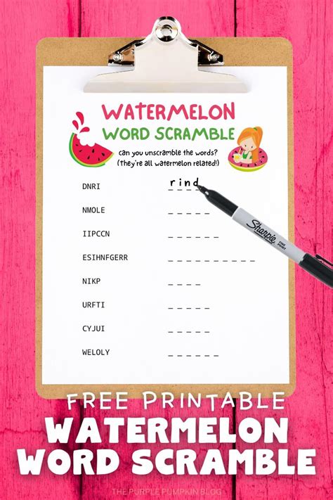 Free Watermelon Word Scramble Printable For Summer